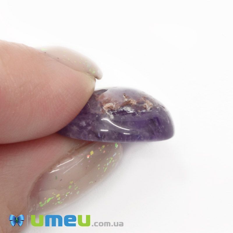 Кабошон нат. камінь Аметист УЦІНКА, Круглий, 16 мм (KAB-042024)