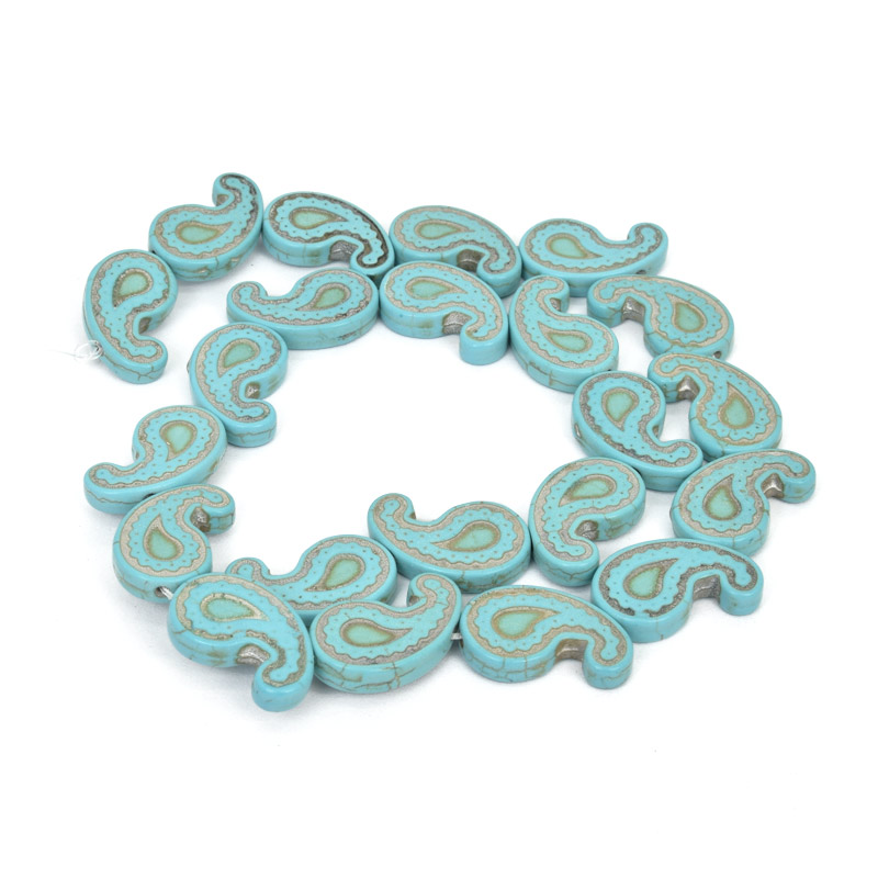 Намистини Бірюза пофарбована, Синт. камінь, 21х13х4 мм, Пуголовок (BUS-057568)