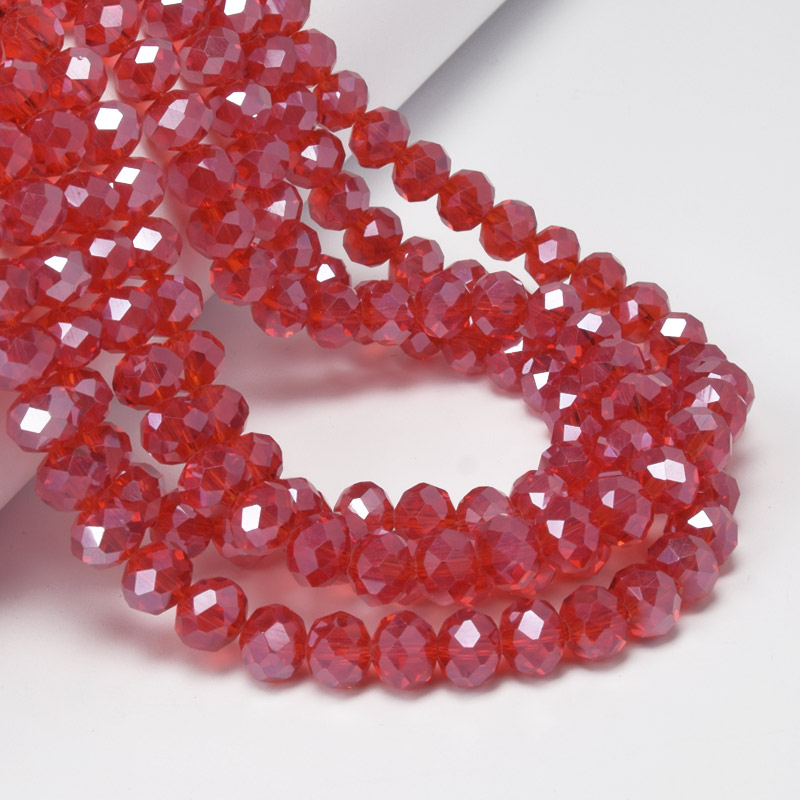 Намистини ронделі, 8х6 мм, Червоні (BUS-057134)