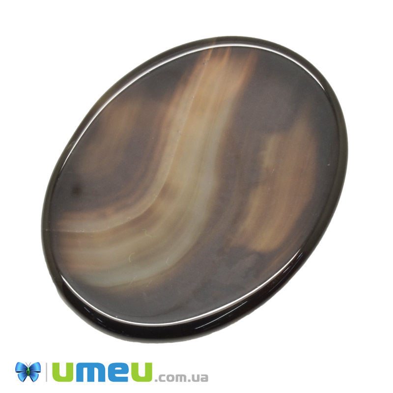 Кабошон нат. камінь Агат коричневий, Овал, 39,8 х29,5 мм (KAB-050625)