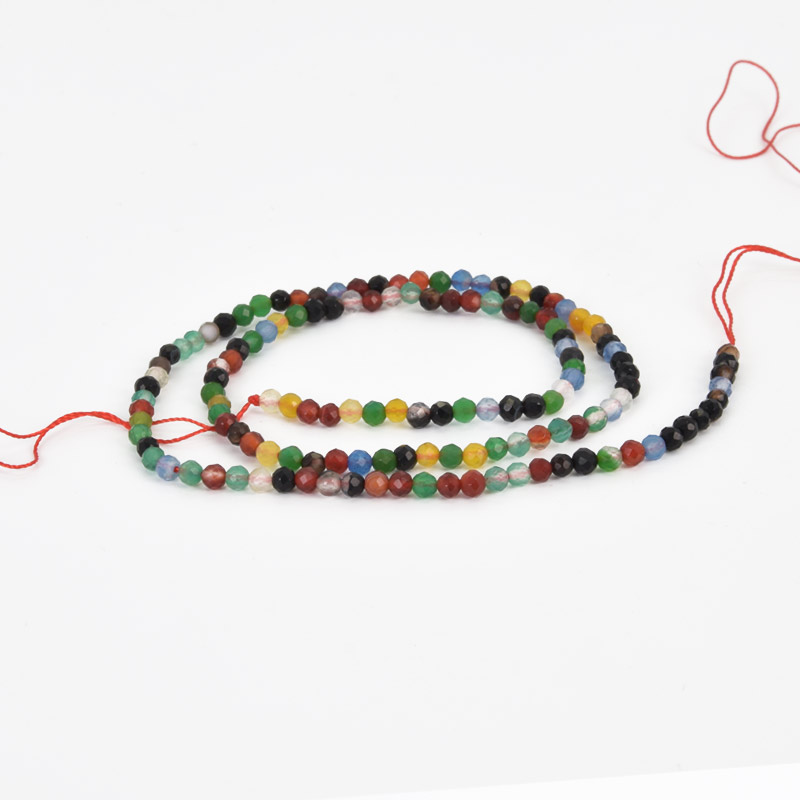 Бусины Агат разноцветный, Натур. камень, 3 мм, Круглые граненые (BUS-058195)