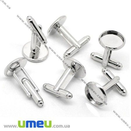 Основа для запонок під кабошон 12 мм, 19х14 мм, Темне срібло (OSN-006650)