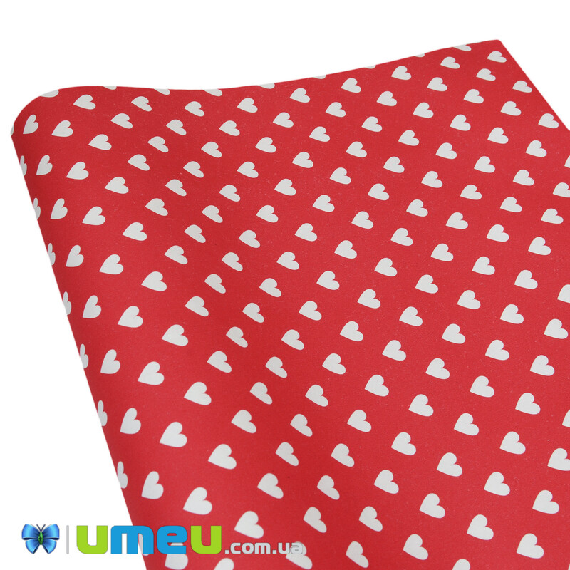 Пакувальний папір Серця, Червоний, 70х100 см (UPK-043068)
