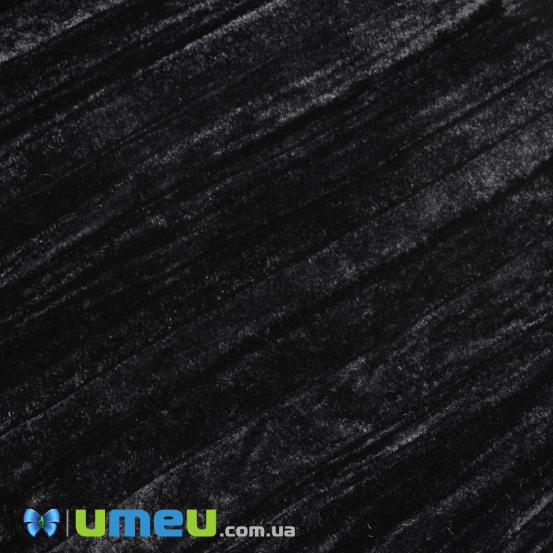 Бархат итальянский шелковый (жатка), Ширина 20 см, Черный (TKN-038572)