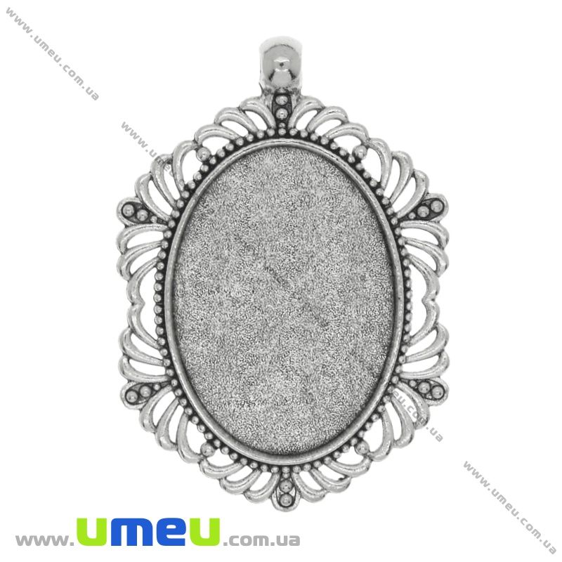 Основа овальна, 53х37 мм, 35х25 мм, Античне срібло (OSN-037152)