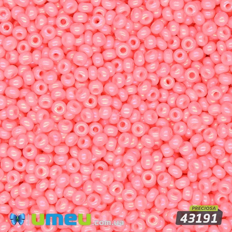 Бісер чеський №814/43191, Рожевий, Перламутровий, 10/0 (BIS-043932)