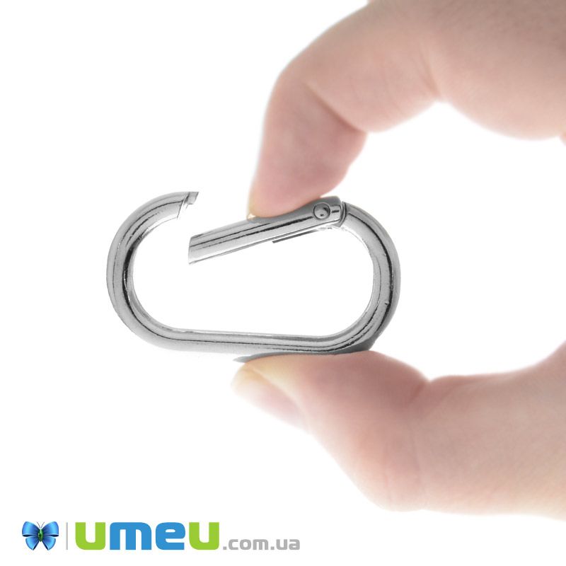 Кольцо для сумки металлическое, 44х25 мм, Темное серебро (BAG-046214)