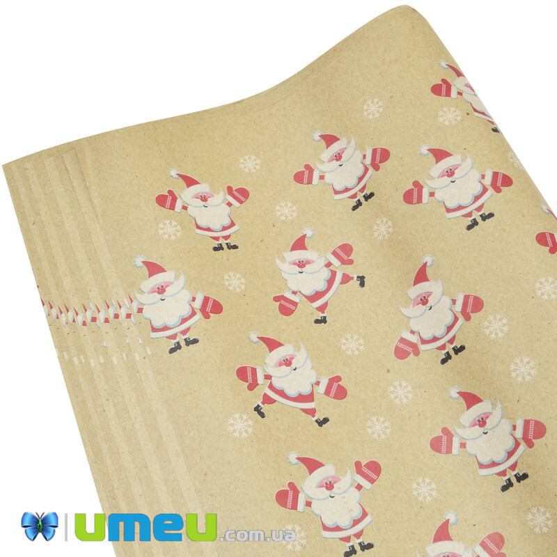 Пакувальний папір Новорічний, Крафт, 70х100 см (UPK-043046)