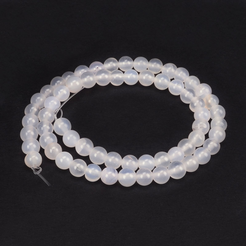 Намистини Агат білий, Натур. камінь, 6 мм, Круглі (BUS-051712)