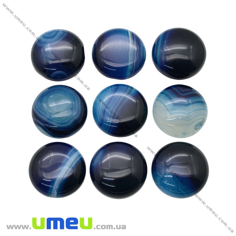 Кабошон нат. камень Агат синий, Круглый, 20 мм (KAB-020313)