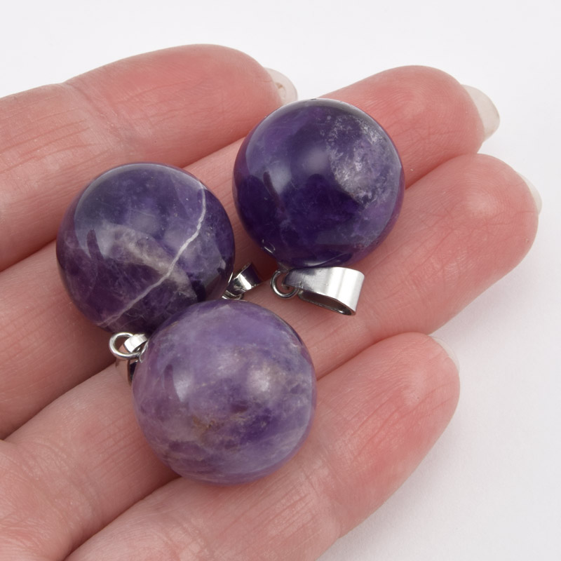 Подвеска Шар, Натур. камень Аметист, 18 мм (POD-058586)