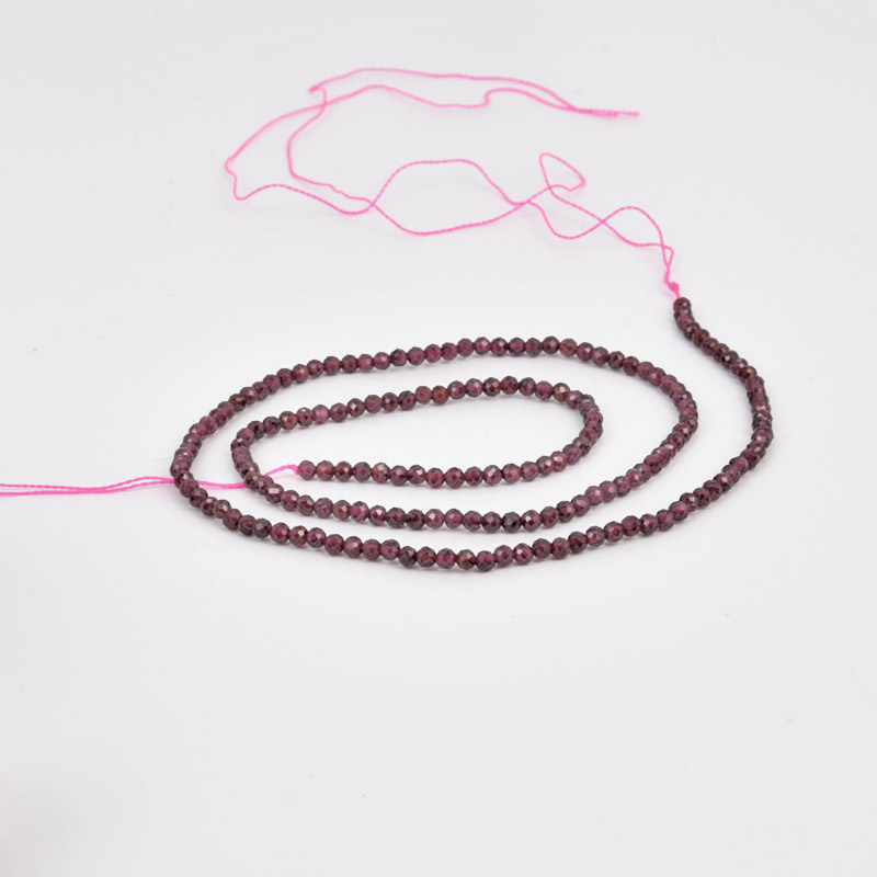 Намистини Гранат, Натур. камінь, 2-2,5 мм, Круглі грановані (BUS-058203)