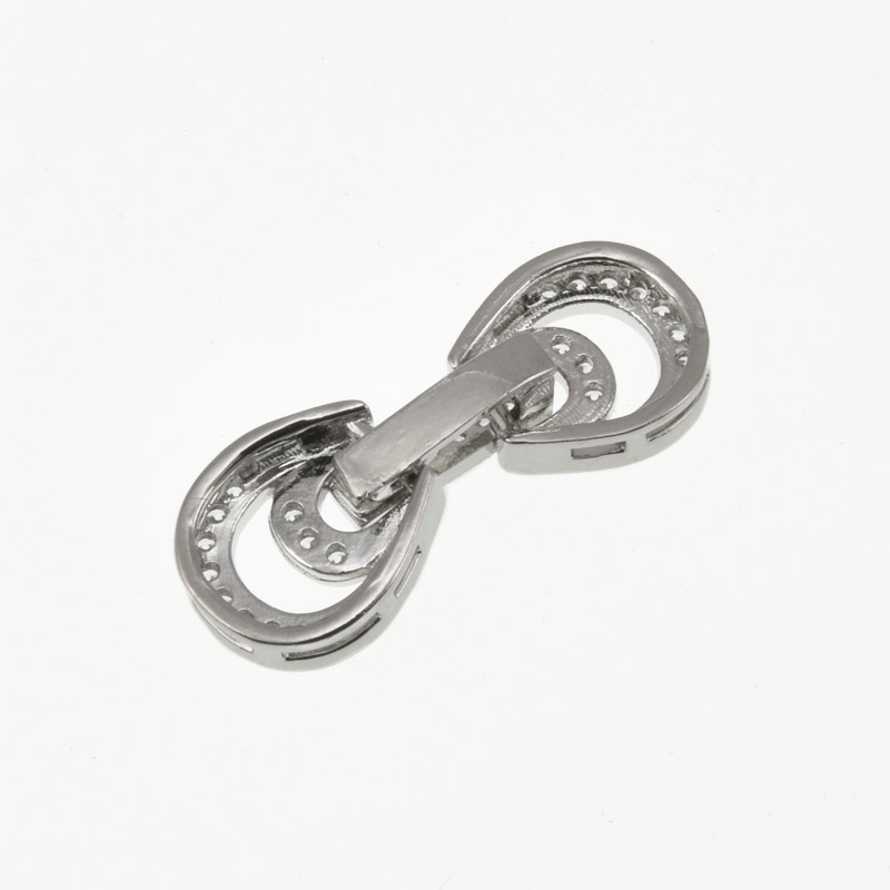 Застёжка, 23х9 мм, Латунь с покрытием Родий, Куб. цирконий (ZAM-060825)