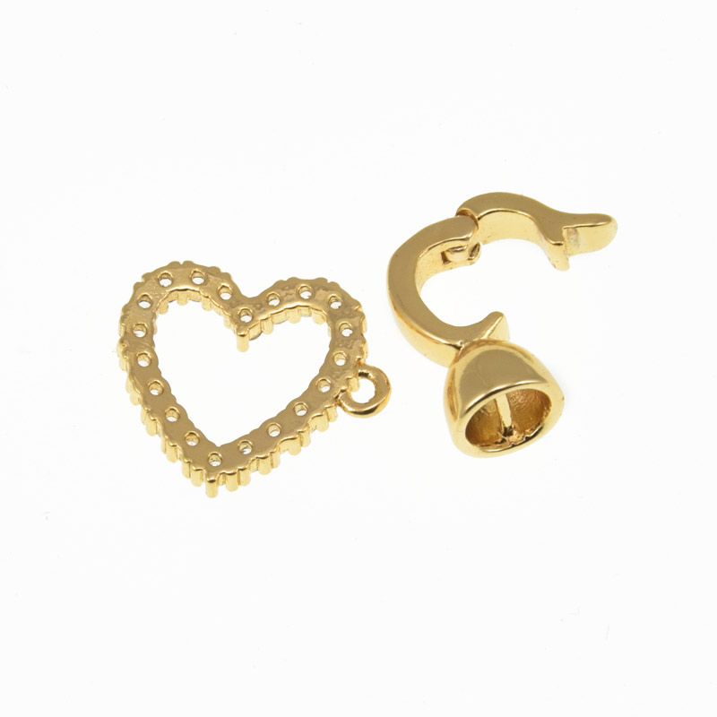 Застібка, 22х12 мм, Латунь з покриттям 18 kt, Куб. цирконій (ZAM-060837)