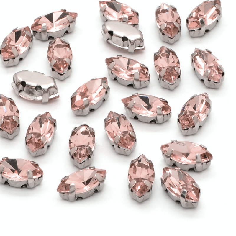 Шатон човник 8х4 мм, Темне срібло, Персиковий (KAB-037920)