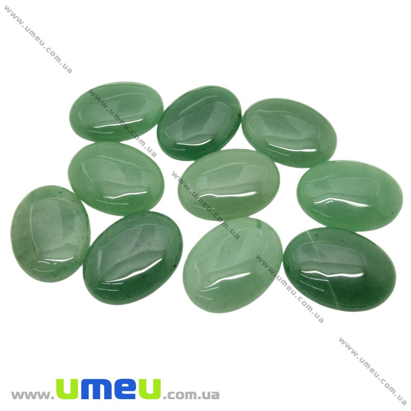 Кабошон нат. камінь Авантюрин зелений, Овал, 40х30 мм (KAB-025987)