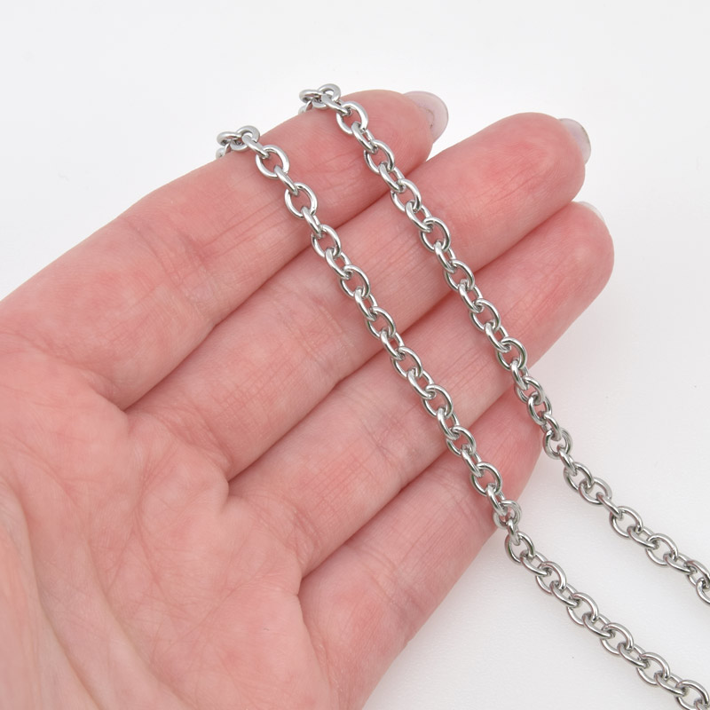 Ланцюг з нержавіючої сталі, 4 мм, Темне срібло (ZEP-058384)