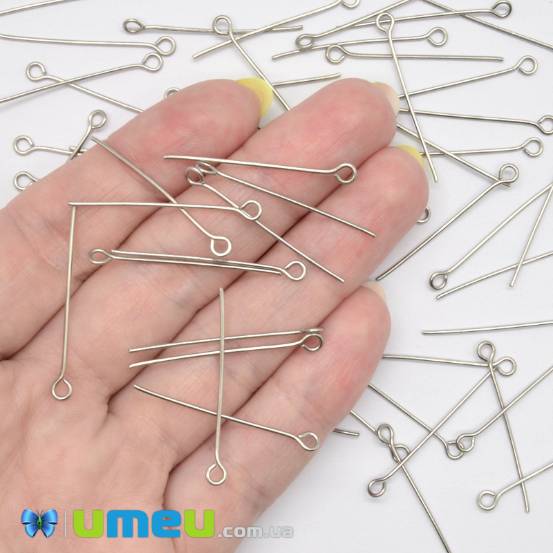 Булавки из нерж. стали, 30 мм, Темное серебро (STL-056219)