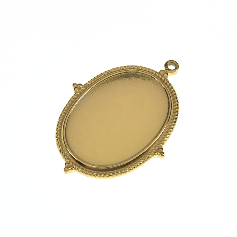 Основа овальна з нерж. сталі, 36,5х26,5 мм, 25х18 мм, Покриття 18 kt (STL-059504)