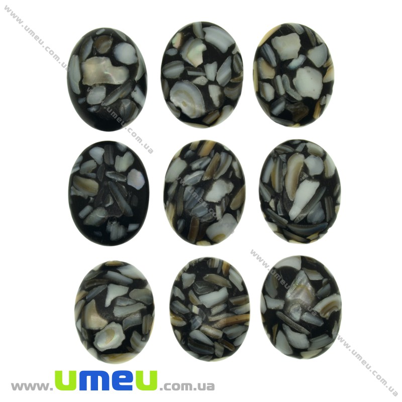 Кабошон нат. камінь Перламутр, Чорний, Овальний, 22х17 мм (KAB-023931)