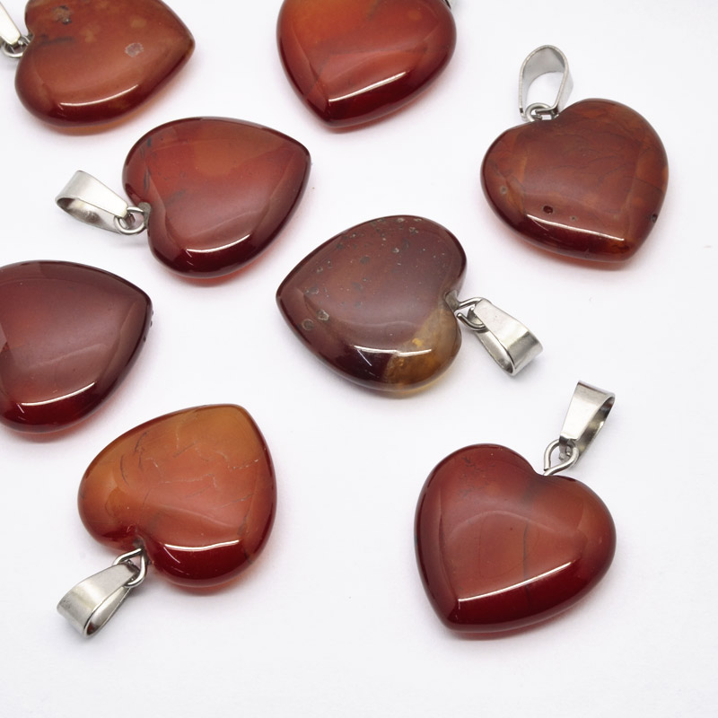 Підвіска Серце, Натур. камінь Сердолік, 20х20 мм (POD-054358)