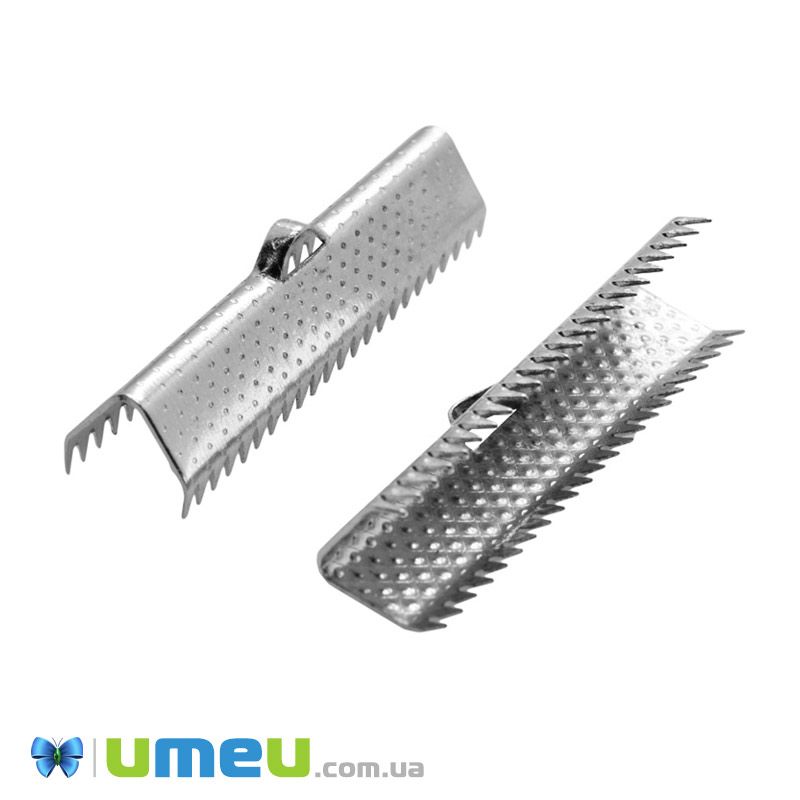 Затискач для стрічок, 30х7 мм, Темне срібло (ZAG-048722)