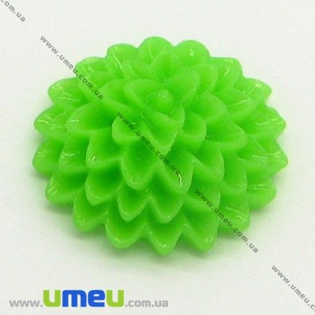 Кабошон з полімерної глини Хризантема зелена, 15 мм (KAB-003708)
