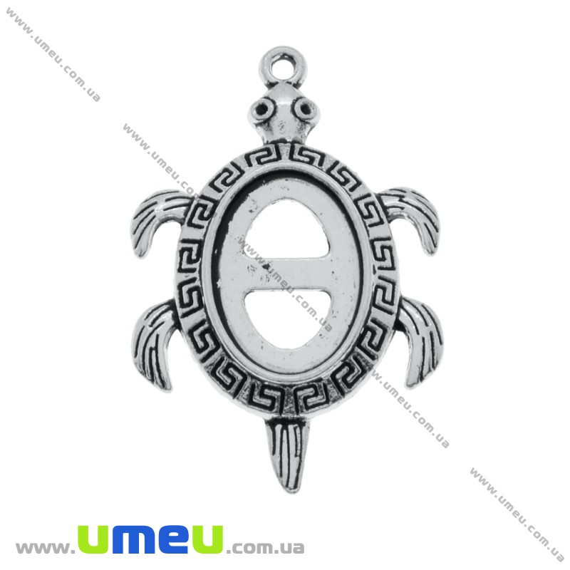 Основа овальна Черепаха, 41х28 мм, 18х13 мм, Античне срібло (OSN-020068)