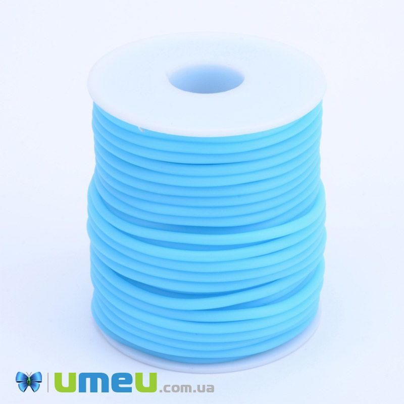 Шнур каучуковый полый, 3 мм, Голубой (LEN-040183)