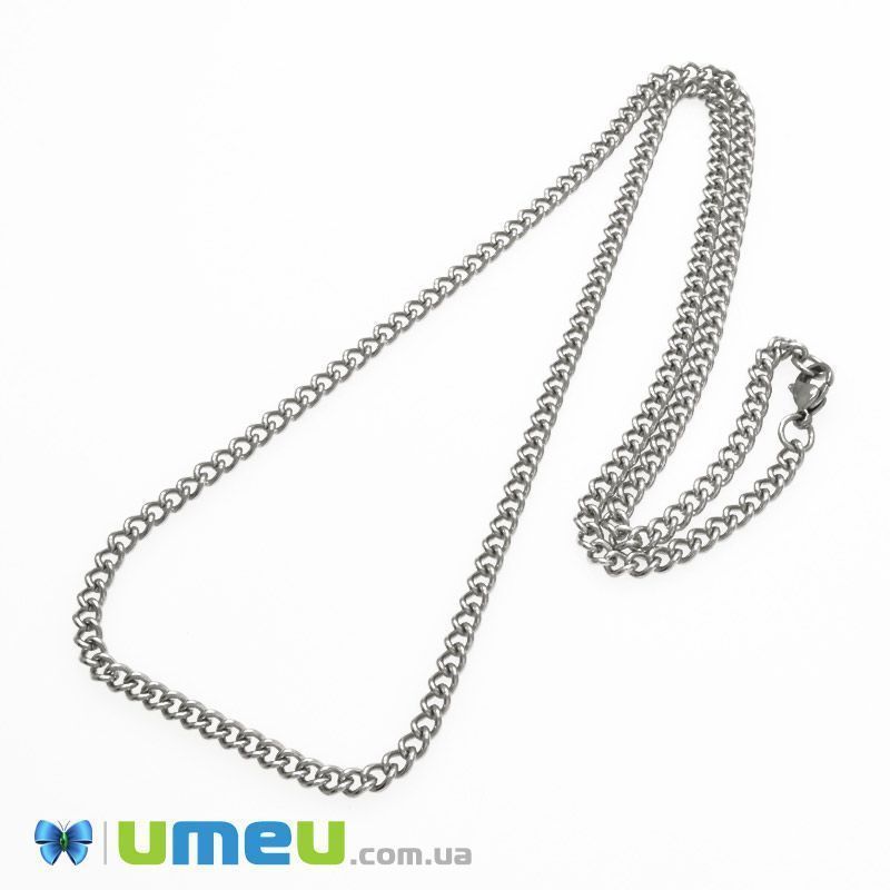 Основа на шию з нерж. ст., Темне срібло, 4 мм, 60 см (STL-049617)