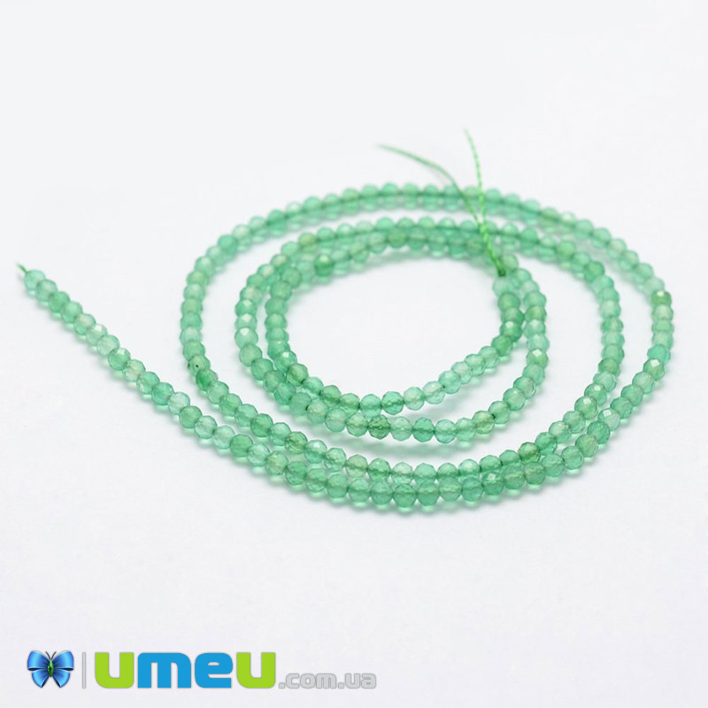 Намистини Агат зелений, 2 мм, Круглі грановані (BUS-040873)