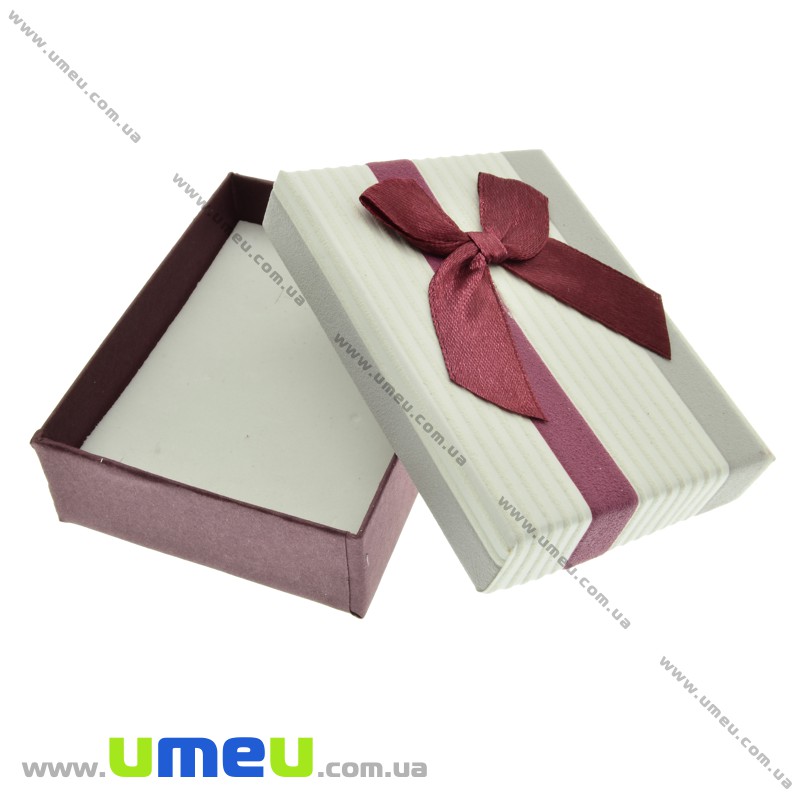 Подарункова коробочка Прямокутна в смужку, 9х7х3 см, Бордова (UPK-023149)
