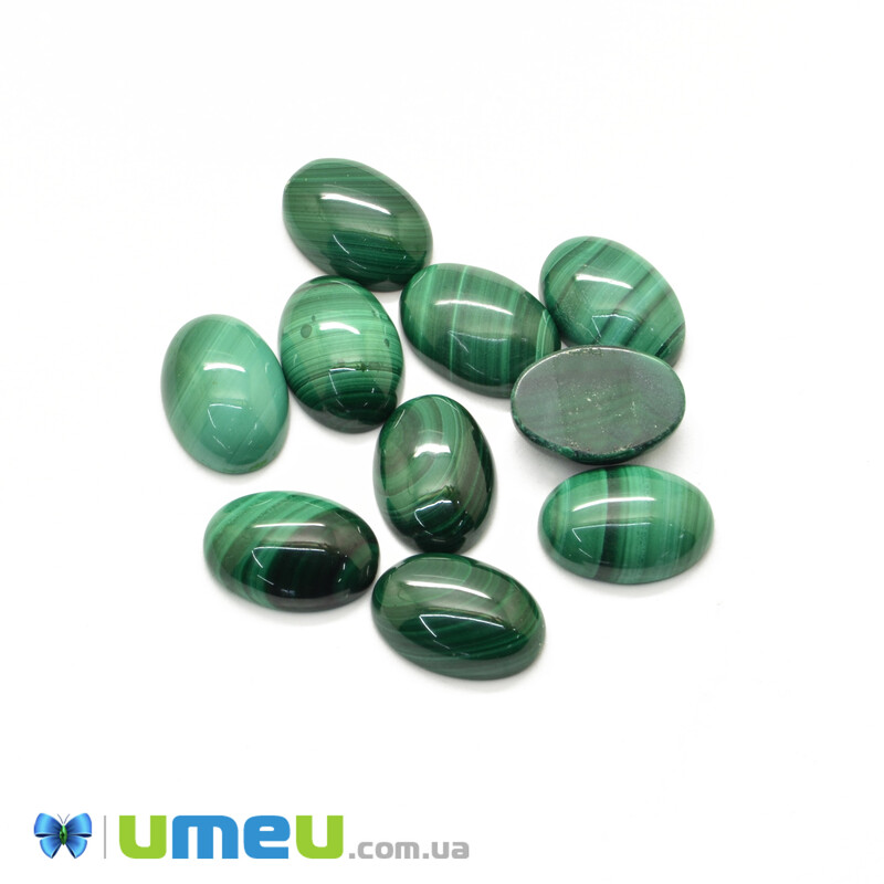 Кабошон Малахіт натуральний, Овал, 14х10 мм (KAB-043090)