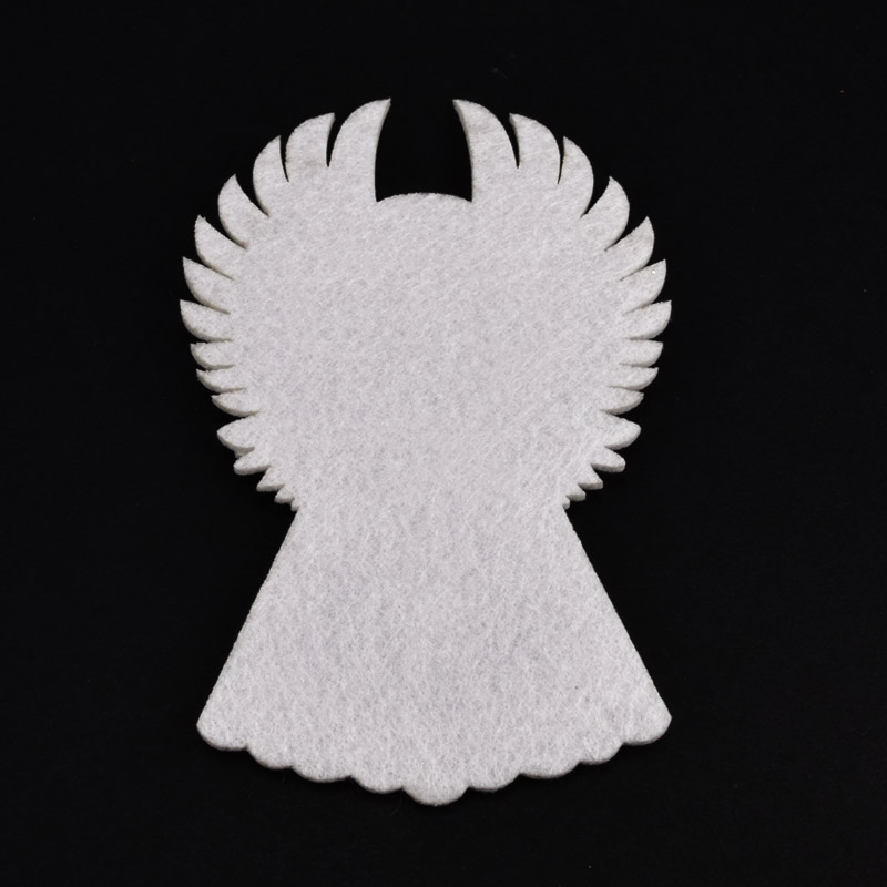 Декоративний виріб із фетру Ангел, 13х8 см, Білий зі сріблом (FLT-056965)