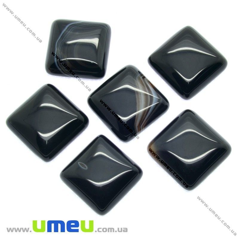 Кабошон нат. камінь Агат чорний, Квадратний, 16х16 мм (KAB-012647)