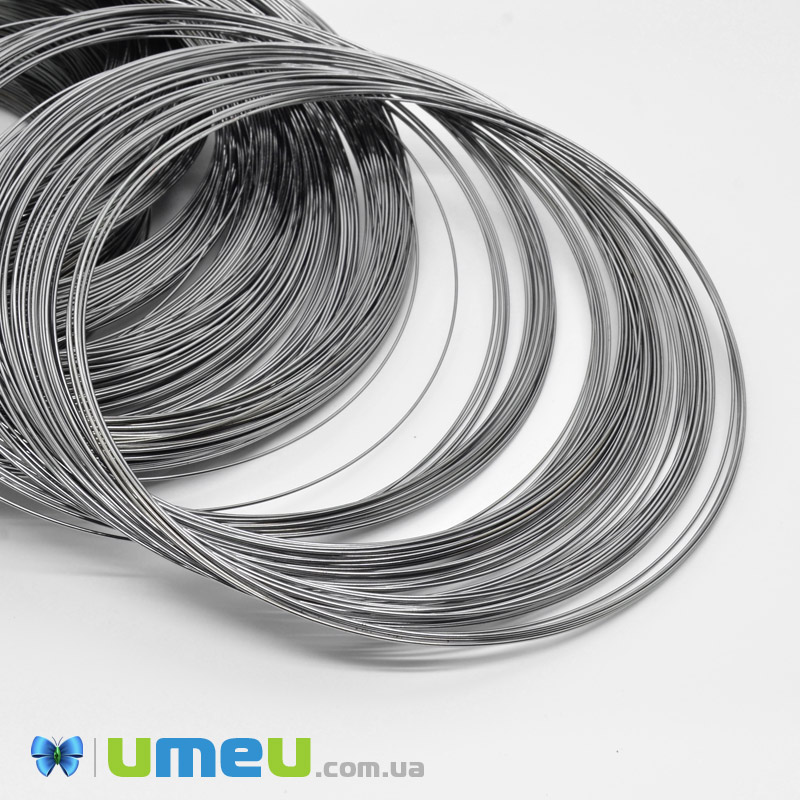 Дріт із пам'яттю, 0,8 мм, Сталь, Чорна, 11,5 см (для кольє) (OSN-053479)