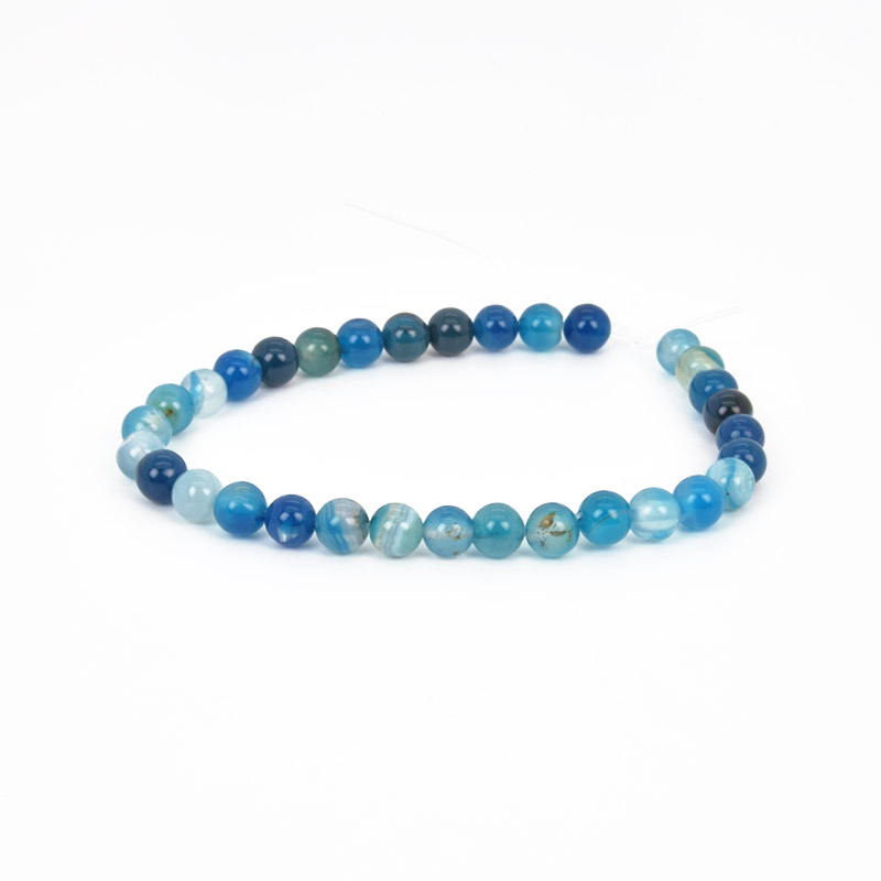 Намистини Агат синій, Натур. камінь, 6 мм, Круглі, 18 см (BUS-058043)