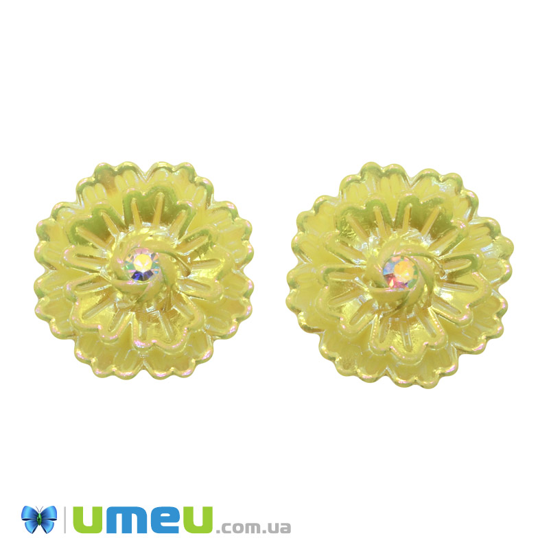 Кабошон из полимерной глины, Цветок желтый, 25 мм (KAB-050791)