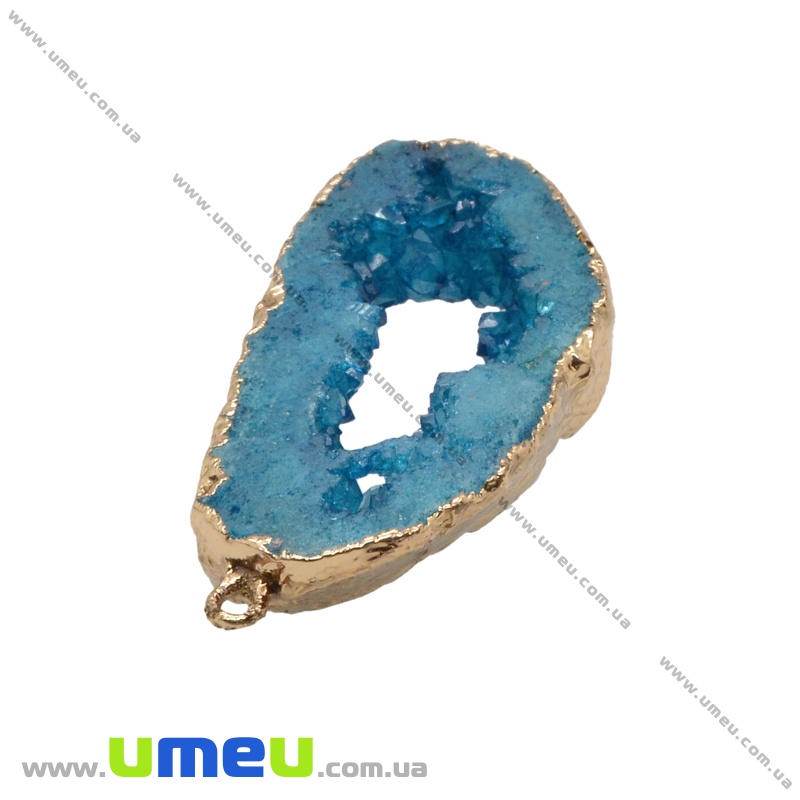 Подвеска из натурального камня, Друза агата, Голубая, 47х24 мм (POD-027047)