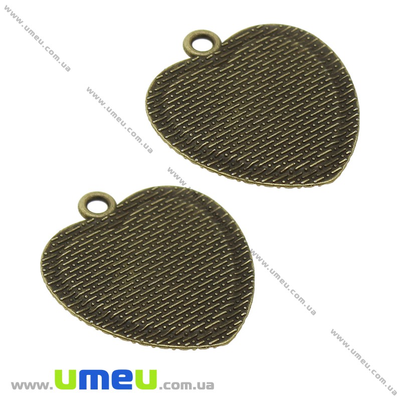 Основа Сердце, 37х33 мм, 25х25 мм, Античная бронза (OSN-028254)
