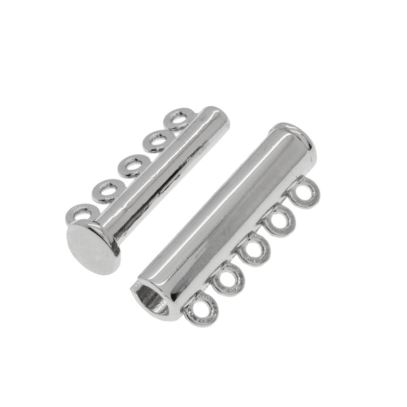 Магнітний замок-слайдер на 5 ниток, Темне срібло, 31х13, 5х7,5 мм (ZAM-053079)