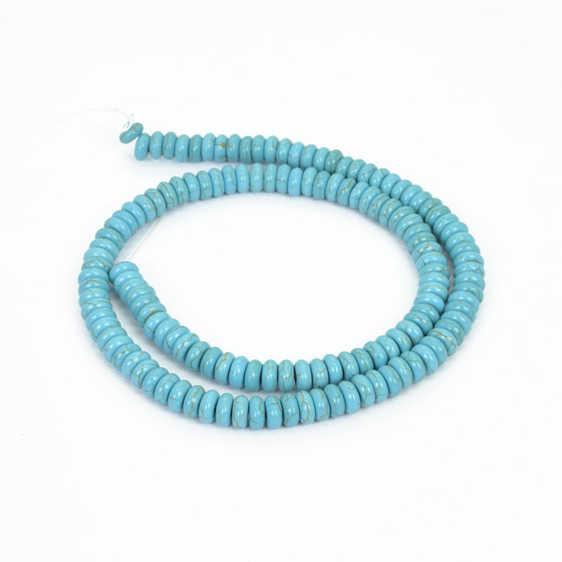 Намистини Бірюза пофарбована, Синт. камінь, 6х3 мм, Круглі плоскі (BUS-057527)