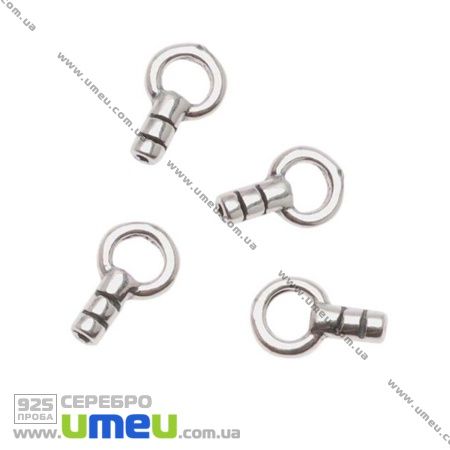 Кінцевик з колечком Чорнене срібло (925 проба), 8х5 мм (SER-009989)