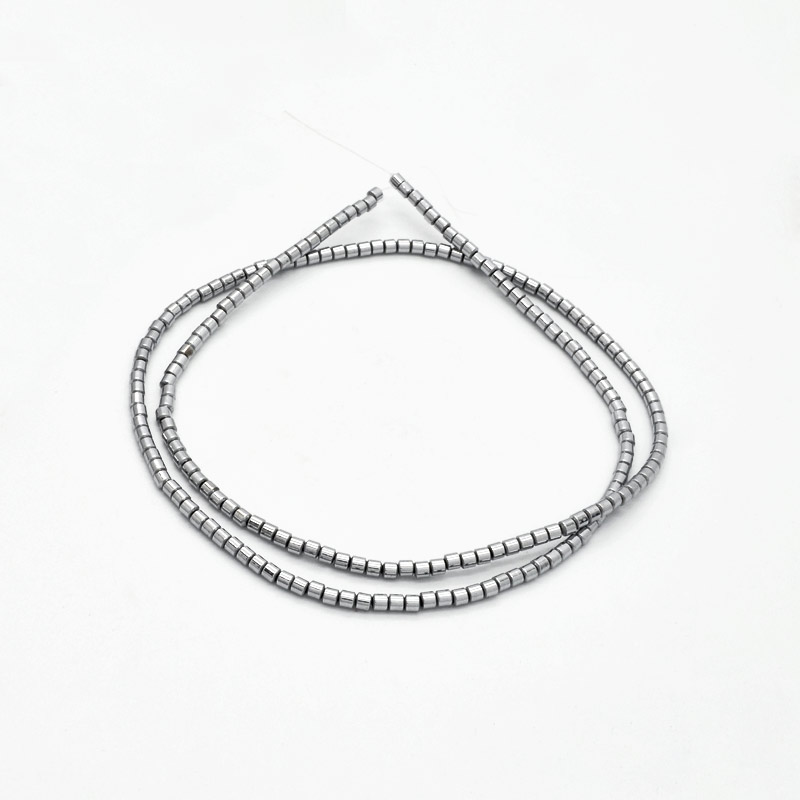Бусины Гематит, Натур. камень, 2х2,1 мм, Цилиндр, С покрытием, Серебристые (BUS-051766)
