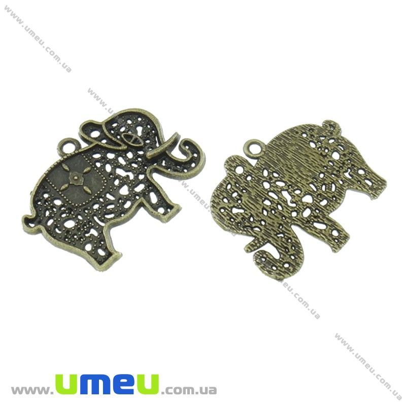 Підвіска метал. Слон, 28х37 мм, Антична бронза (POD-021074)