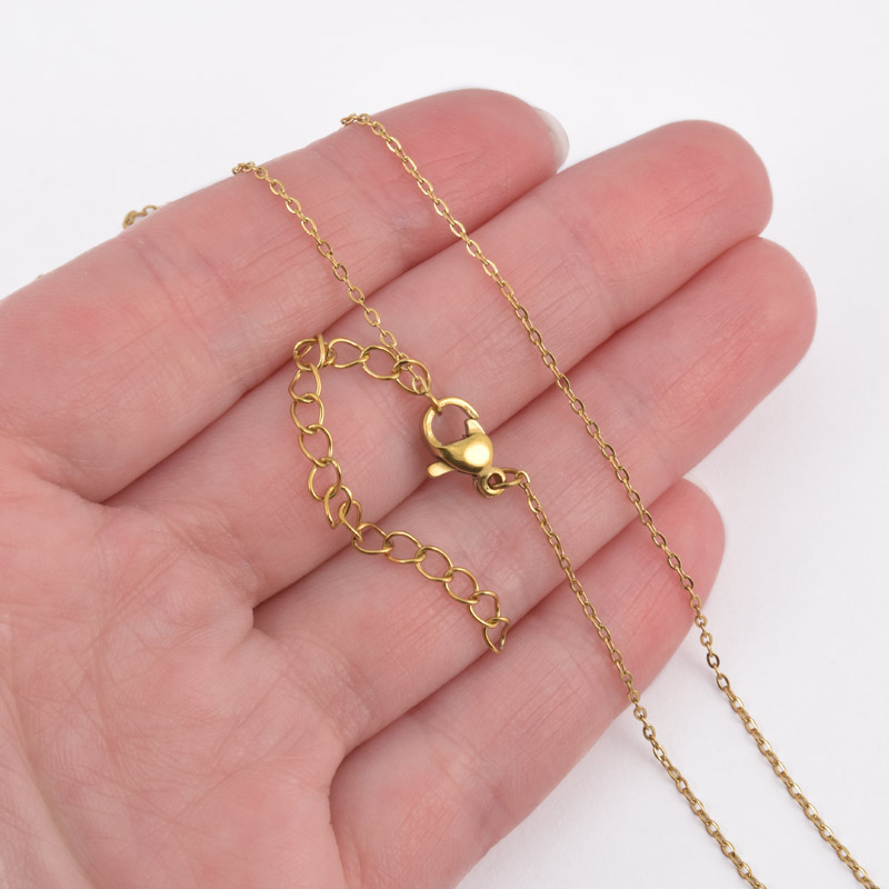 Основа на шею из нерж. ст. с удлинителем, Золото, 1,2 мм, 40 см (STL-058318)