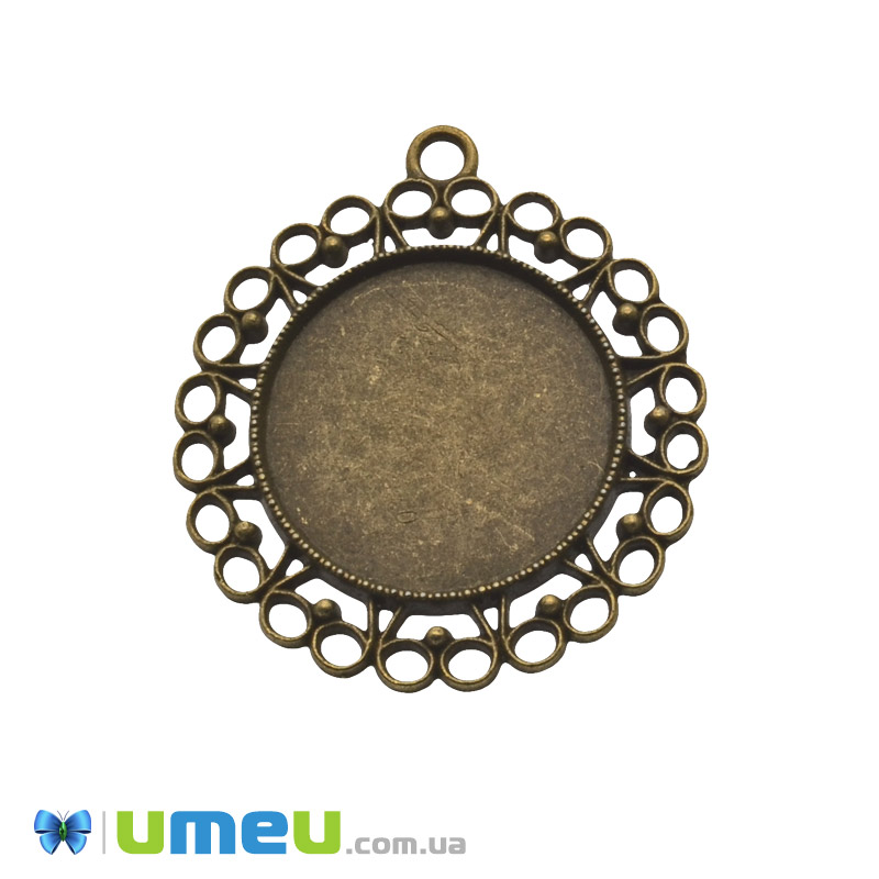 Основа кругла ажурна, 43х39 мм, 25 мм, Антична бронза (OSN-049443)