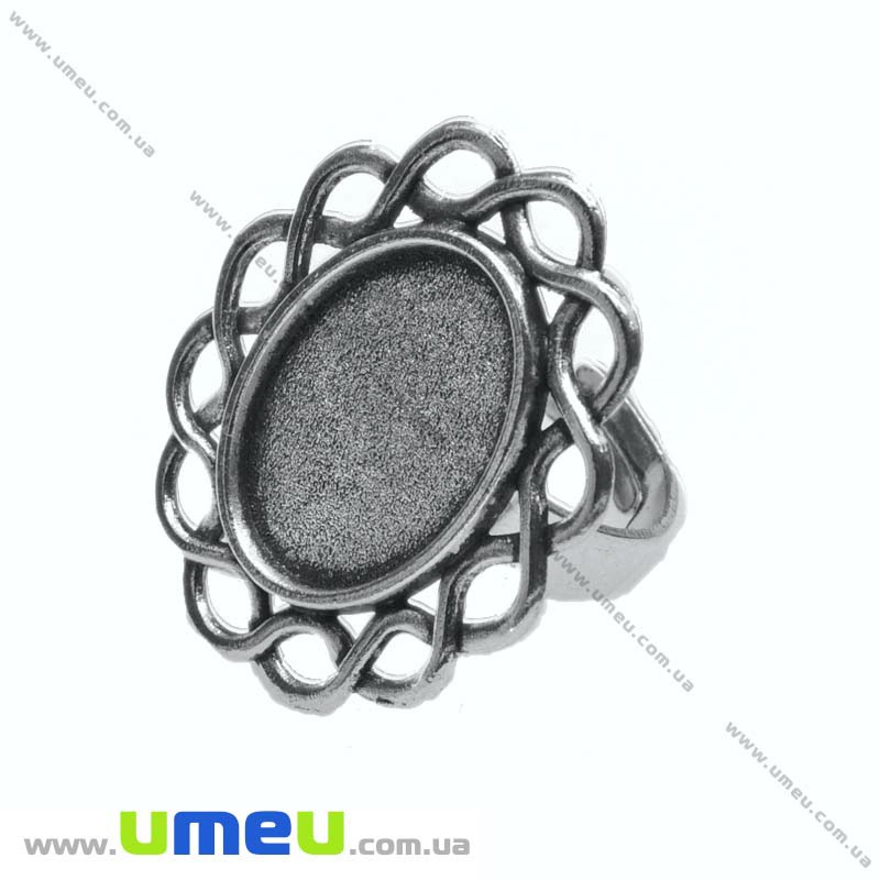 Кольцо под кабошон 18х13 мм, Античное серебро (OSN-013577)