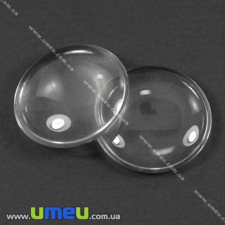 Кабошон скляний Лінза кругла, 30 мм, Прозорий (KAB-001999)