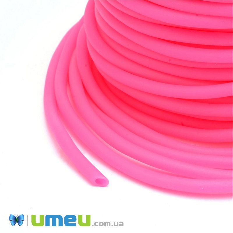 Шнур каучуковий порожнистий, 3 мм, Рожевий (LEN-040195)